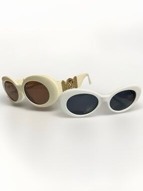 2 Pairs Retro Style Oval Sunglasses